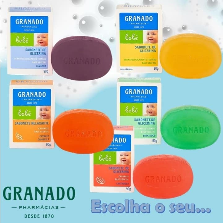 Kit com 3 Sabonete Barra de Glicerina Granado Bebê 90g (cada)