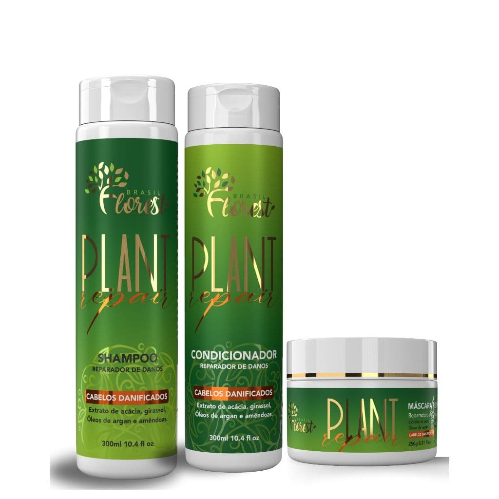 Kit Shampoo + Condicionador + Máscara Plant Repair Florest Brasil