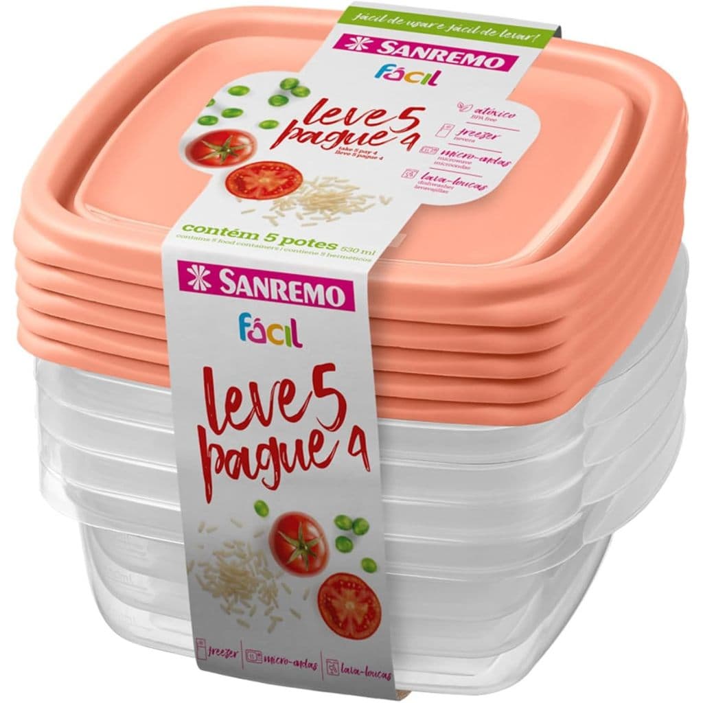 Potes Plásticos de 530ml Leve 5 Pague 4, Linha Fácil Sanremo