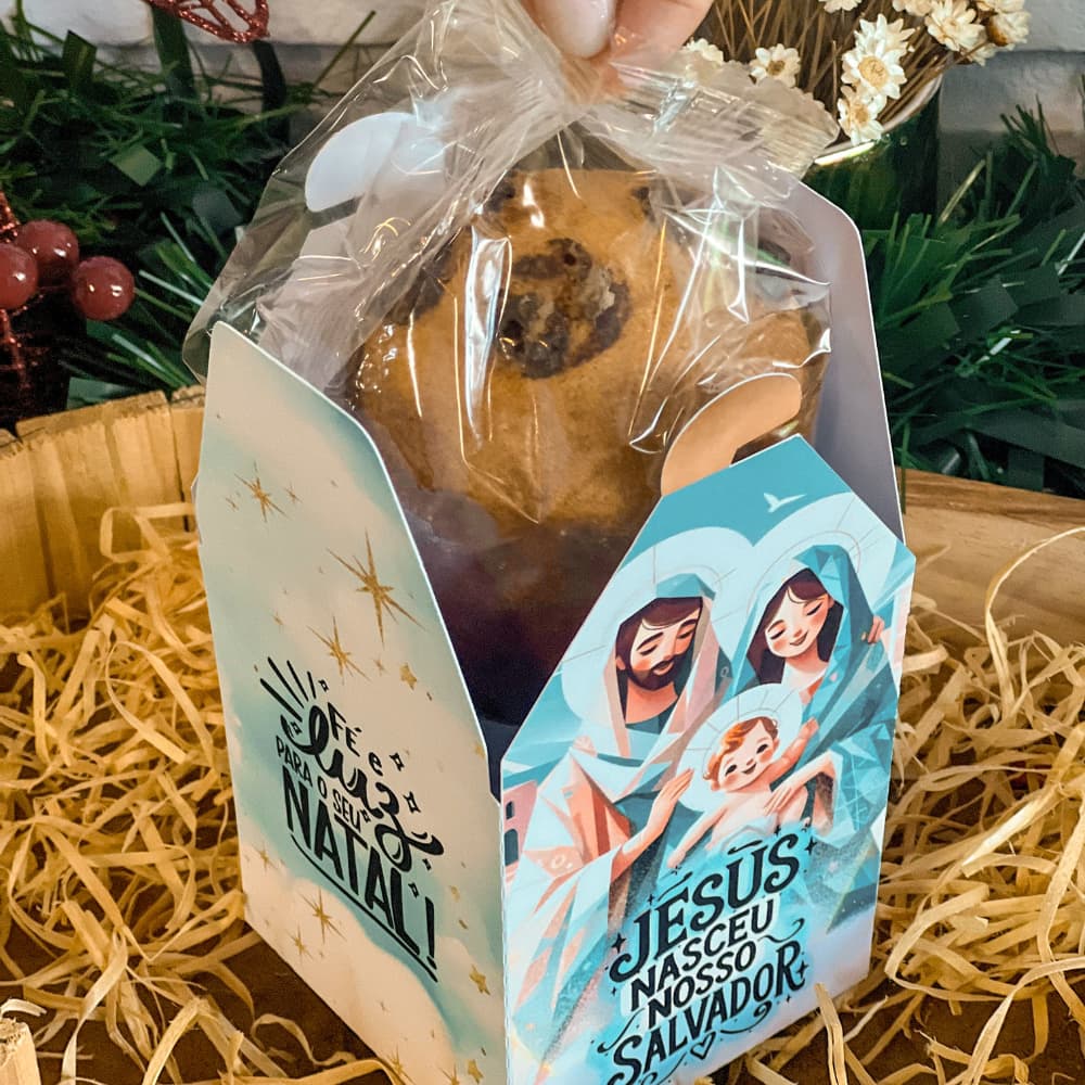 Caixa Personalizada de Natal para Mini Panetone 80g