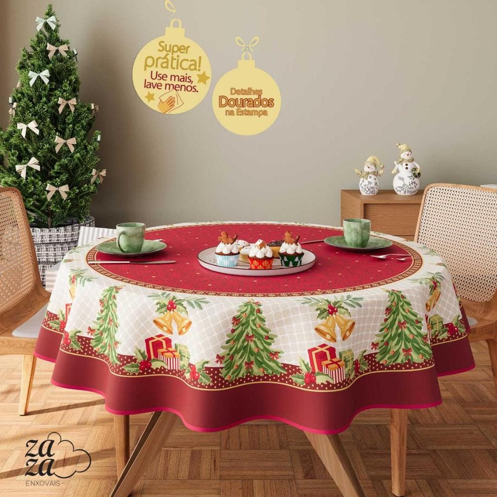 Toalha de Mesa Redonda Natal Lepper 4 Lugares