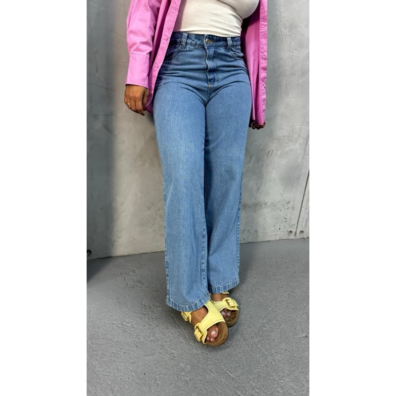 Calça Jeans Feminina Wide Leg pantalona Cintura Alta Jeans