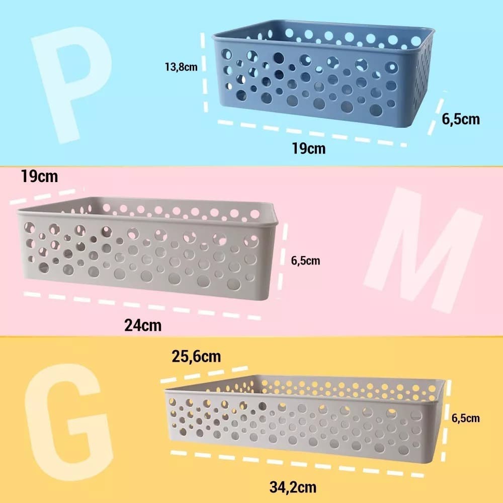 Kit 3 Cestos Organizador Rattan Armário Lavanderia Gaveta Usual Utilidades