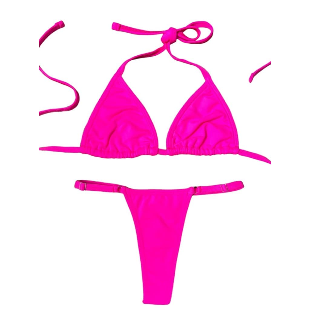 Biquini cortininha fita marquinha de bronze feminino regulagem sem bojo rosa pink
