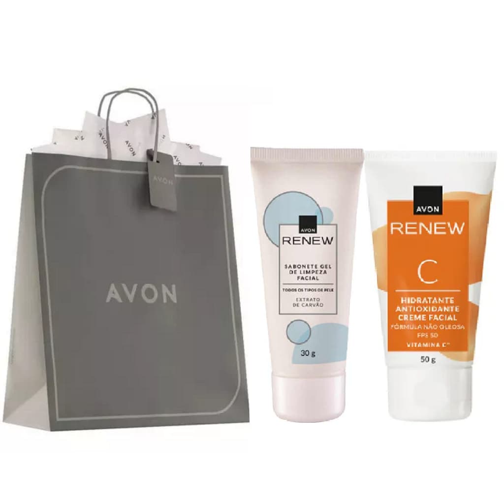 Kit Facial Renew Sabonete e Hidratante Antioxidante Vitamina C Presente Avon