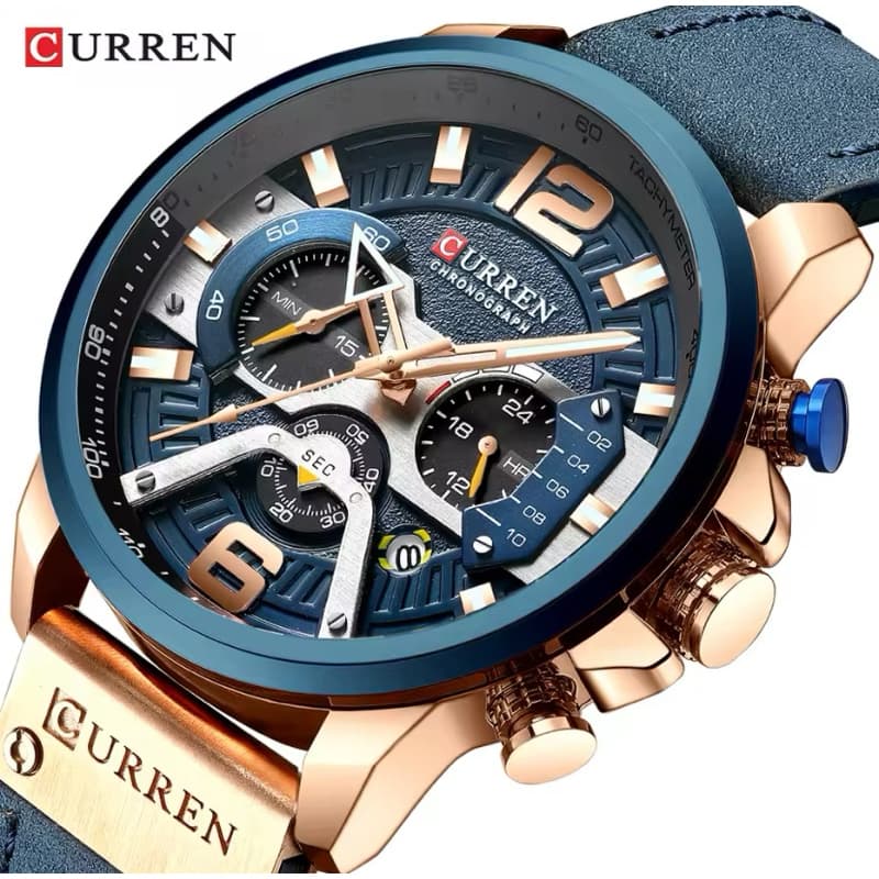 CURREN relógio de pulso esportivo masculino, casual, luxo, militar, couro, cronógrafo, moda, marca top