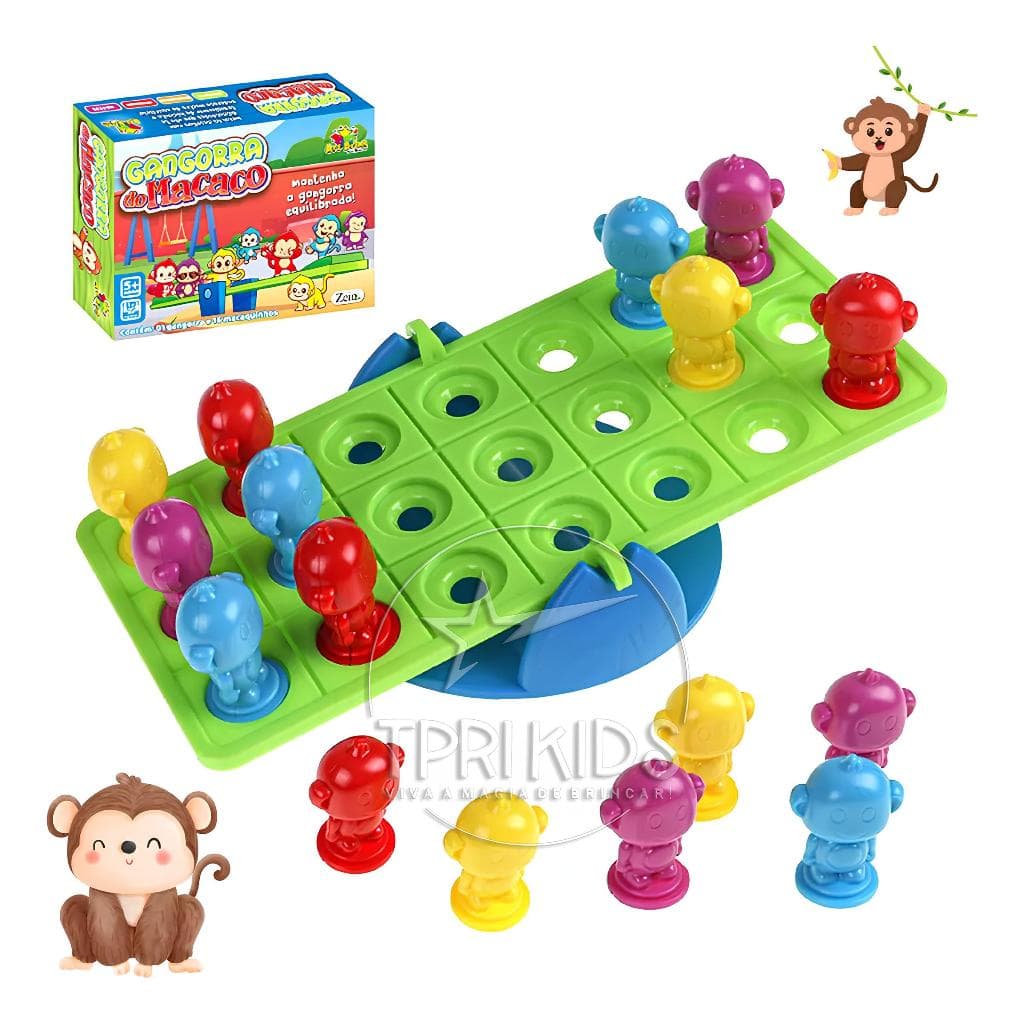 Gangorra do Macaco Brinquedo Pedagógico Equilíbrio Empilhar Jogo Tabuleiro Infantil Educativo 3+