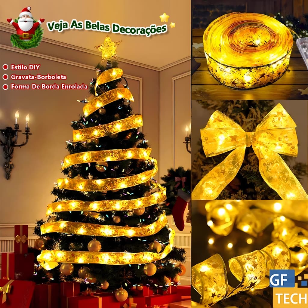 Luzes De Natal A Pilha Para Árvore De Natal Luz Amarela Cordão De Fada Led Fita