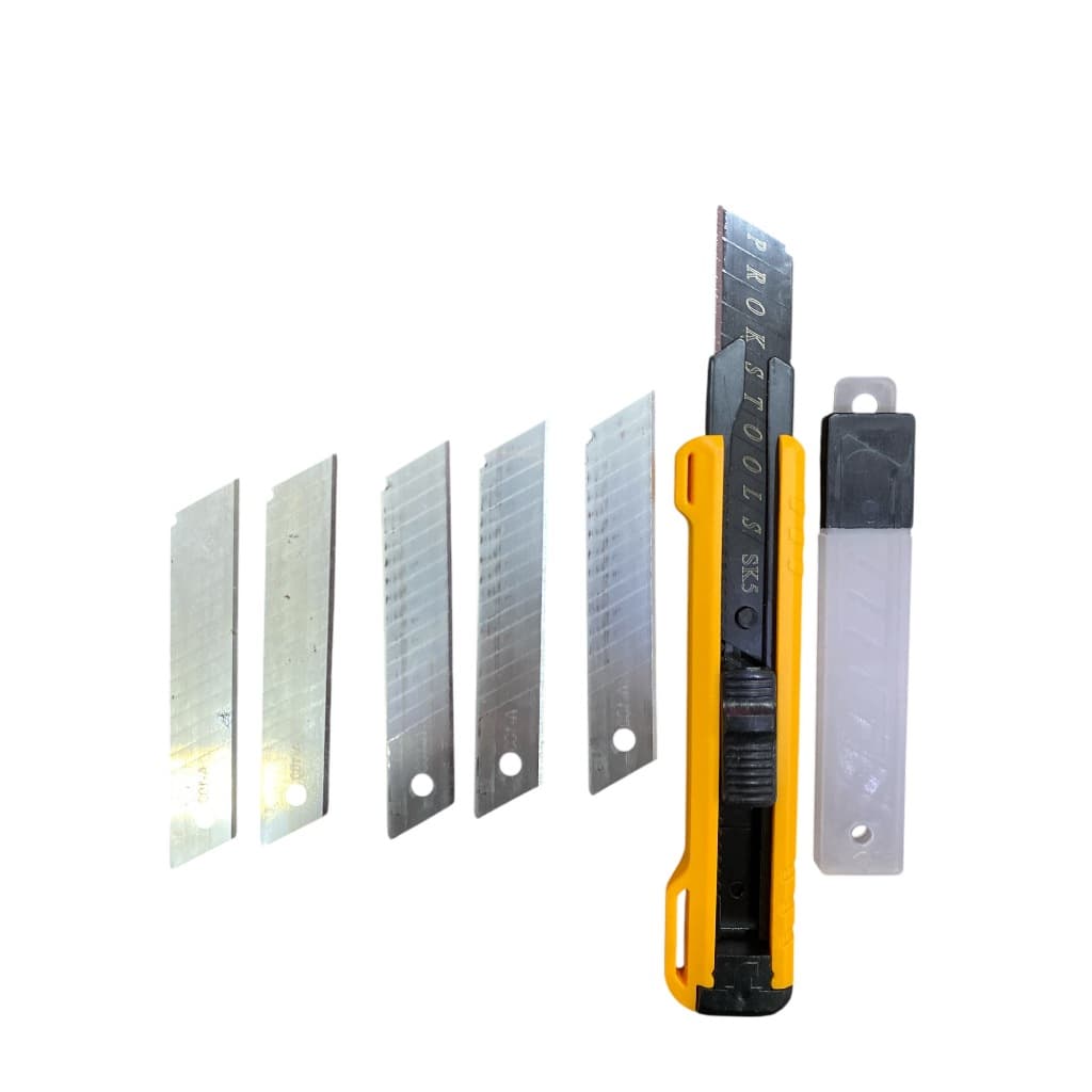 Estilete Profissional Emborrachado 5 Lâminas Com Trava 18mm Multifuncional Estilete Grande