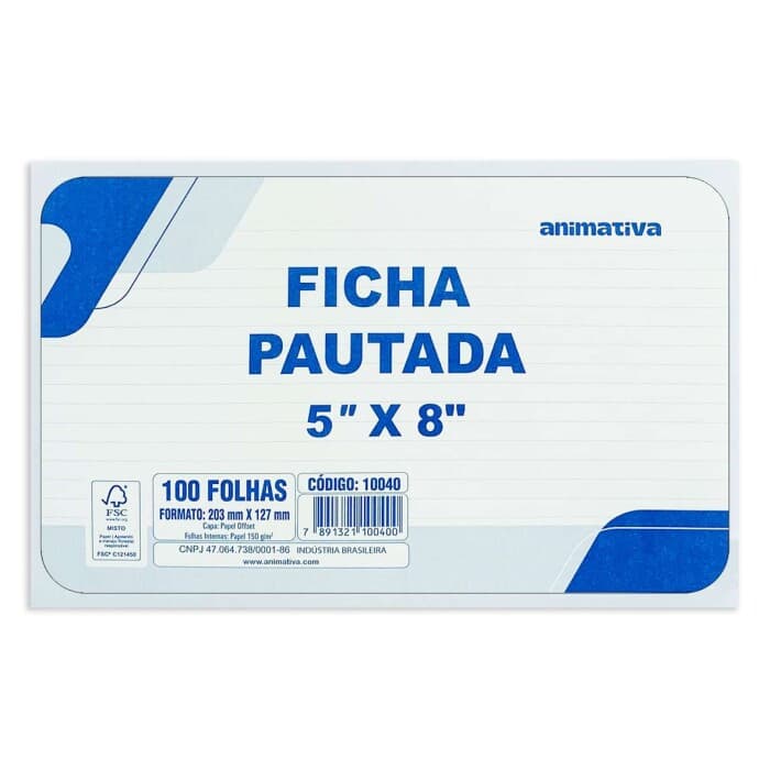 Ficha Pautada 5x8 São Domingos Animativa c/100