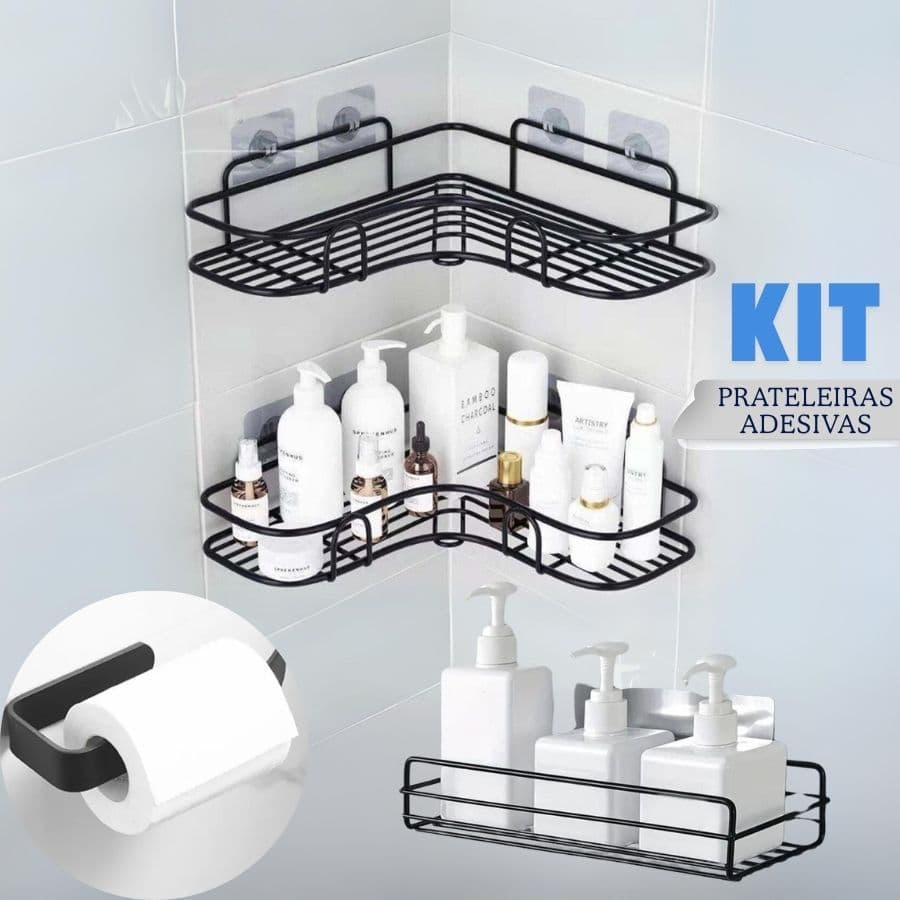 Prateleiras Suporte Com Alto Adesivos Para Parede Banheiro Cozinha Porta Shampoo 1/2/3/7 PEÇAS