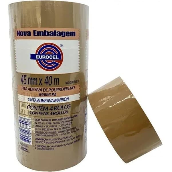 Fita Adesiva Empacotamento Marrom 45x40 Embalar Caixa com  4 Unidades
