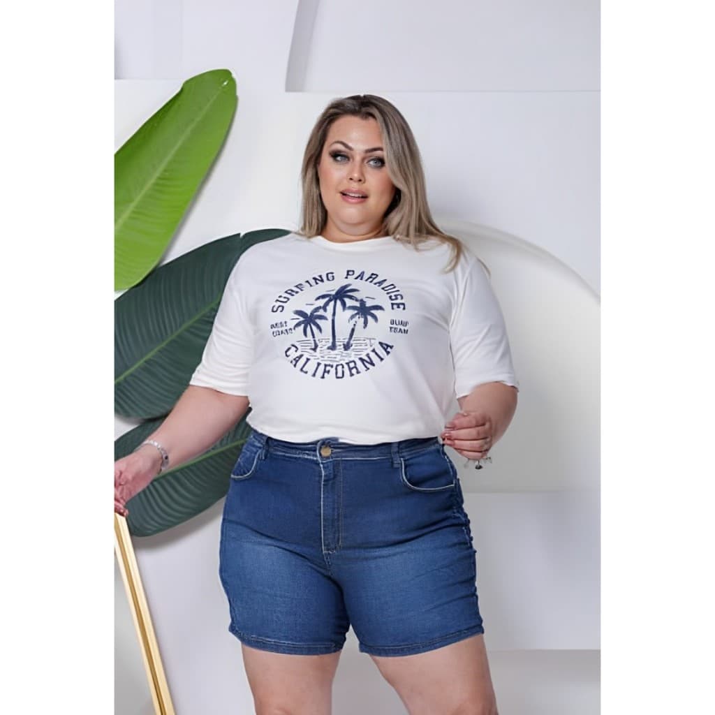 Bermuda Jeans Escuro Plus Size Básica Valente