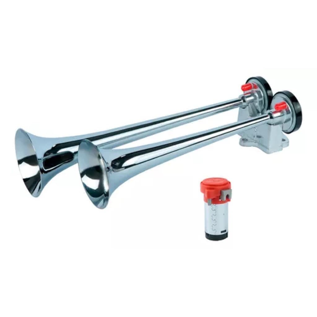 Buzina Maritima de metal 2 cornetas com compressor 12v