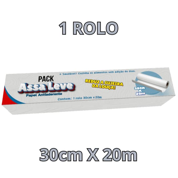 Kit 1 Papel PACK Assa+leve Antiaderente 30cm X 20m Anti Gordura