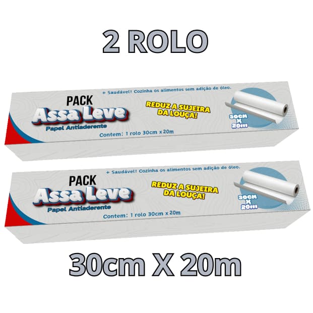Kit 2 Papel PACK Assa+leve Antiaderente 30cm X 20m Anti Gordura