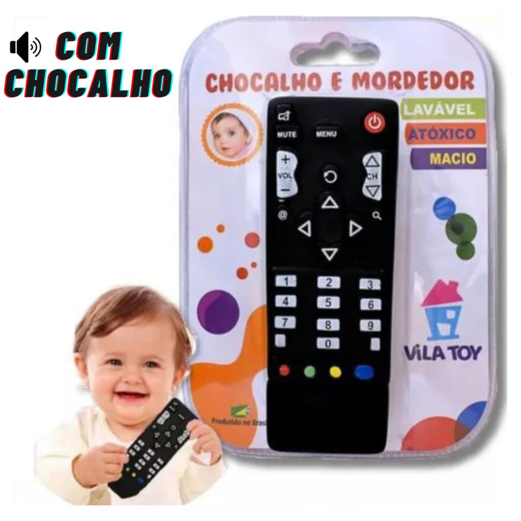 Mordedor Controle Remoto Macio Infantil Com Chocalho Bebê Educativo