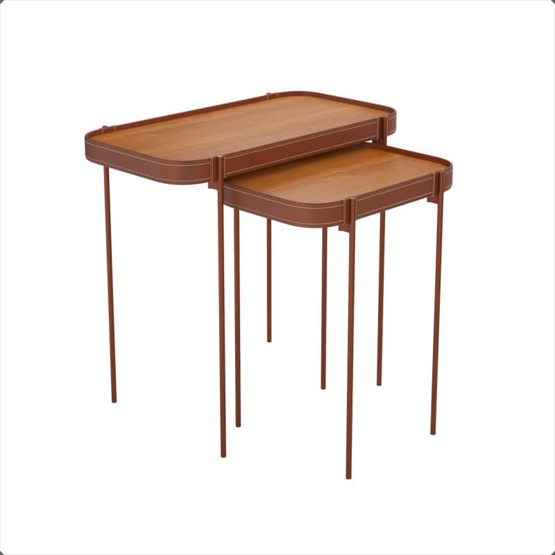 Conjunto de Mesa Lateral Sala Escritório Recepção com pés metal Nature Cobre - Móveis Online