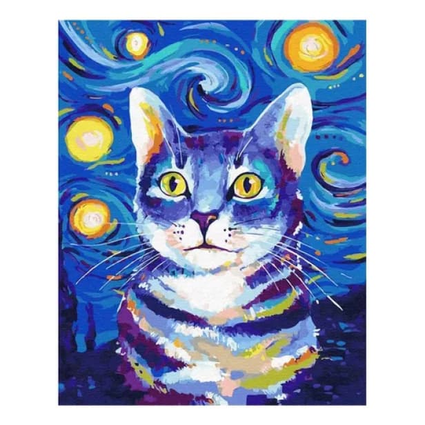 Kit Pintura Diamante 5D Gato Van Gogh ARTE 40x50cm Grande DIY