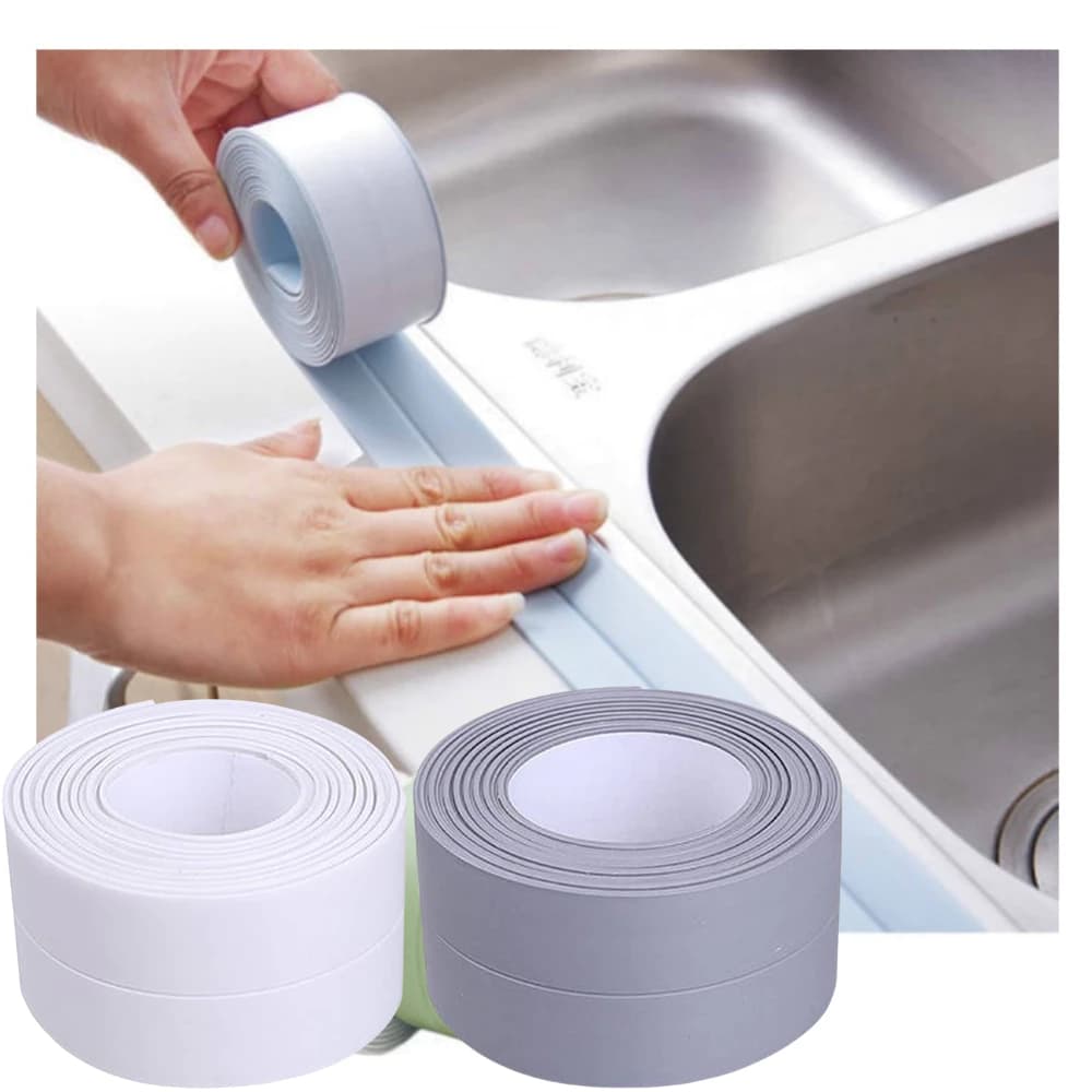 Fita Anti Mofo PVC Autoadesiva Impermeável 3,2m x 3,8cm Vedação Multiuso Cozinha Reparo Decoração
