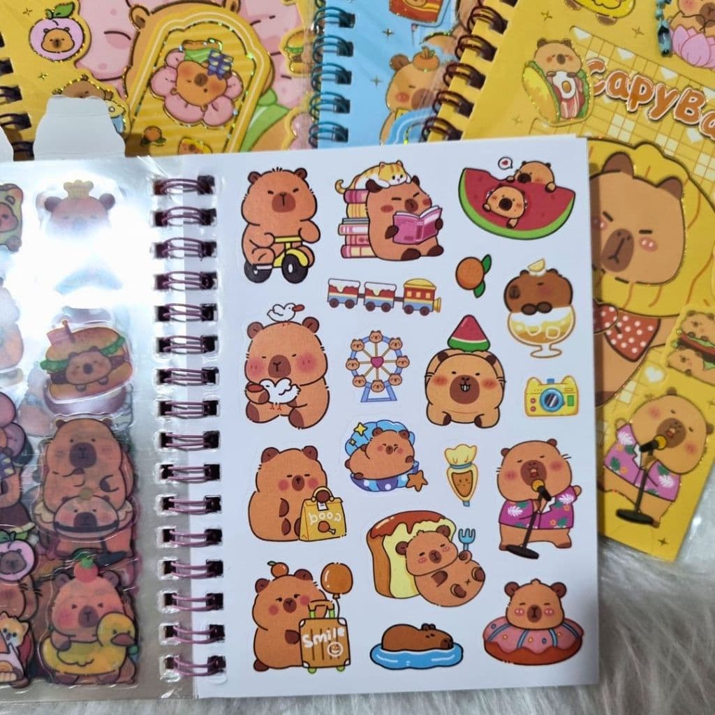 Caderno de Adesivos Capivara - Papelaria Fofa - Papelaria Kawaii
