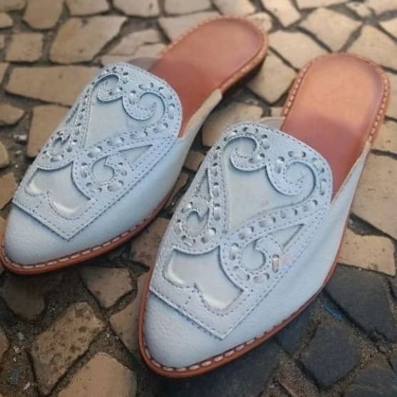 Mule  Pantufa Rasteirinha sandália Couro legítimo
