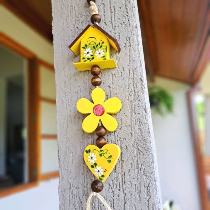 FIEIRA DE CASINHA/BEIJA FLOR E CORAÇÃO DE MADEIRA ENFEITE DE PAREDE E PORTA DECORAÇÃO CASA