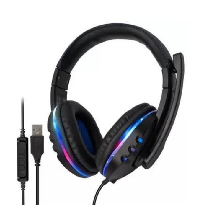 Fone De Ouvido Gamer Headphone Com Luz LED Microfone Estéreo Pc Ka-9007