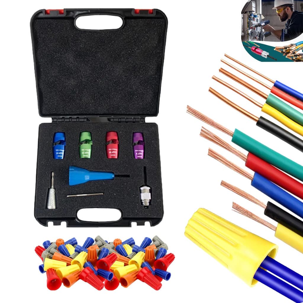 Kit Eletricista Decapador De Fio 2.5mm/4mm/6mm/10mm P Parafusadeira+25 Conector Torção Fio Maleta