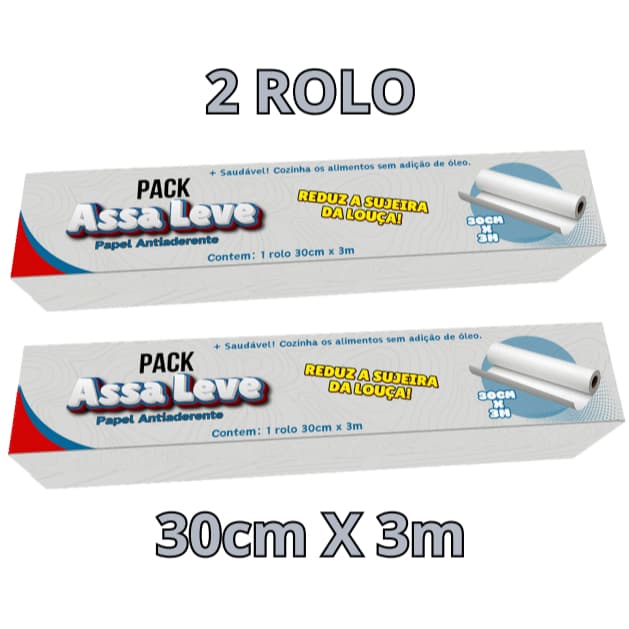 Kit 3 Papel PACK Assa+leve Antiaderente 30cm X 3m Anti Gordura