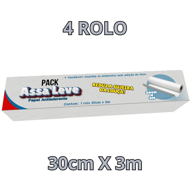 Kit 4 Papel PACK Assa+leve Antiaderente 30cm X 3m Anti Gordura