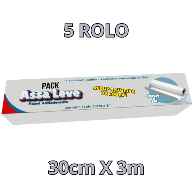 Kit 5 Papel PACK Assa+leve Antiaderente 30cm X 3m Anti Gordura