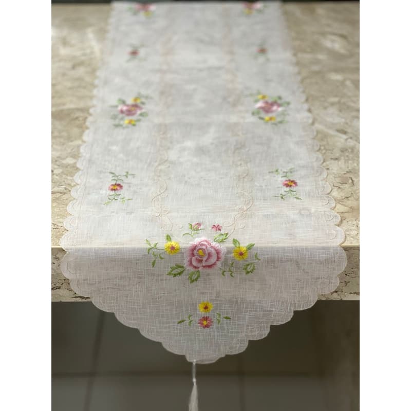 caminho de mesa 40x180 centro de mesa organza bordada