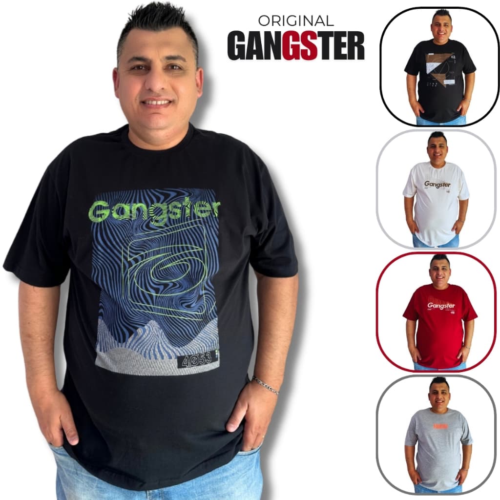 Camiseta Masculina Gangster Oversized Moda Plus Size Tamanho Grande Original