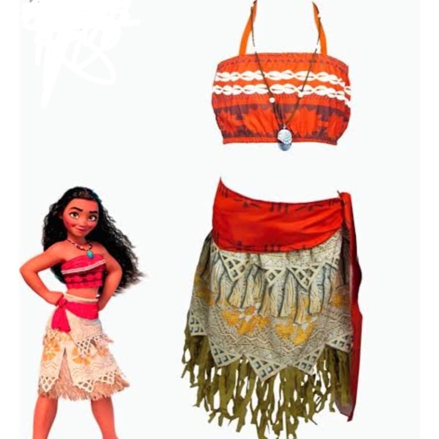 fantasia moana havaiana infantil e adulto com colar