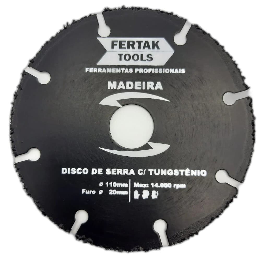 Disco Tungstênio Para Madeira 110mm Para Esmerilhadeira e Serra Circular