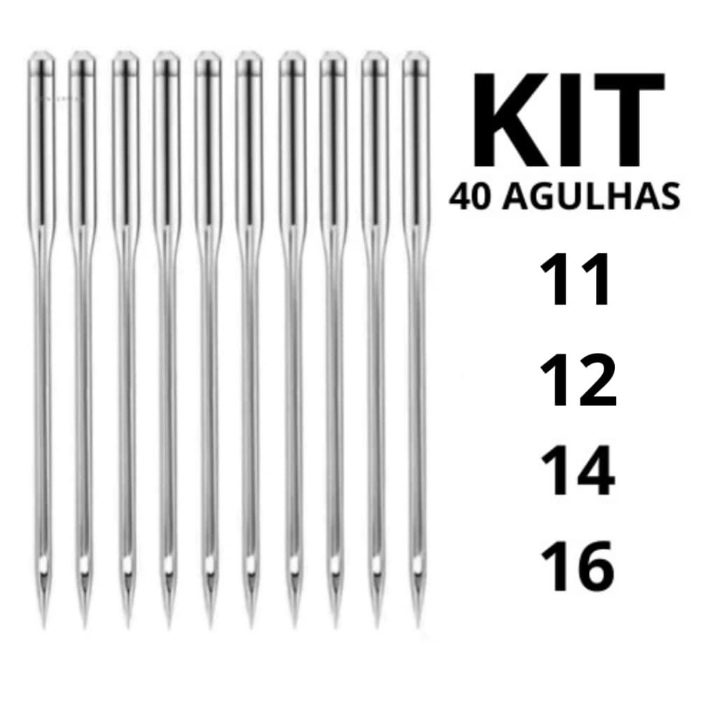 KIT 40 AGULHAS PARA COSTURAR MALHA MÁQUINA DOMÉSTICA AGULHA