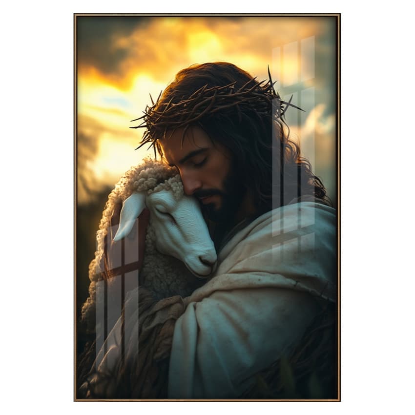 Quadro Decorativo Jesus e As Ovelhas 60x40, 90,60 ou 120x70 quadro religioso quadro jesus e ovelha.