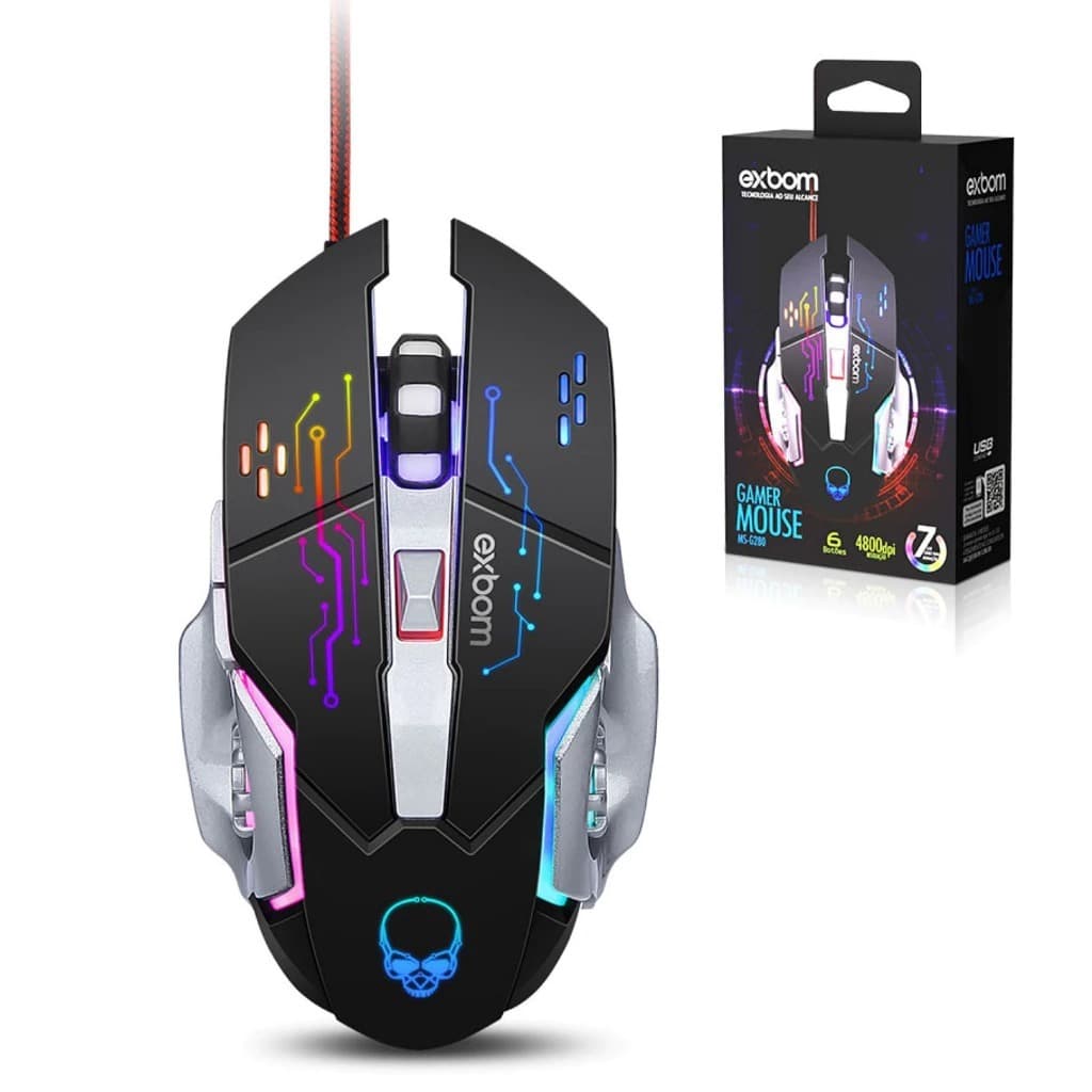 Mouse Gamer MS-G280 6 Botões 4800 DPI USB cabo com Filtro transada