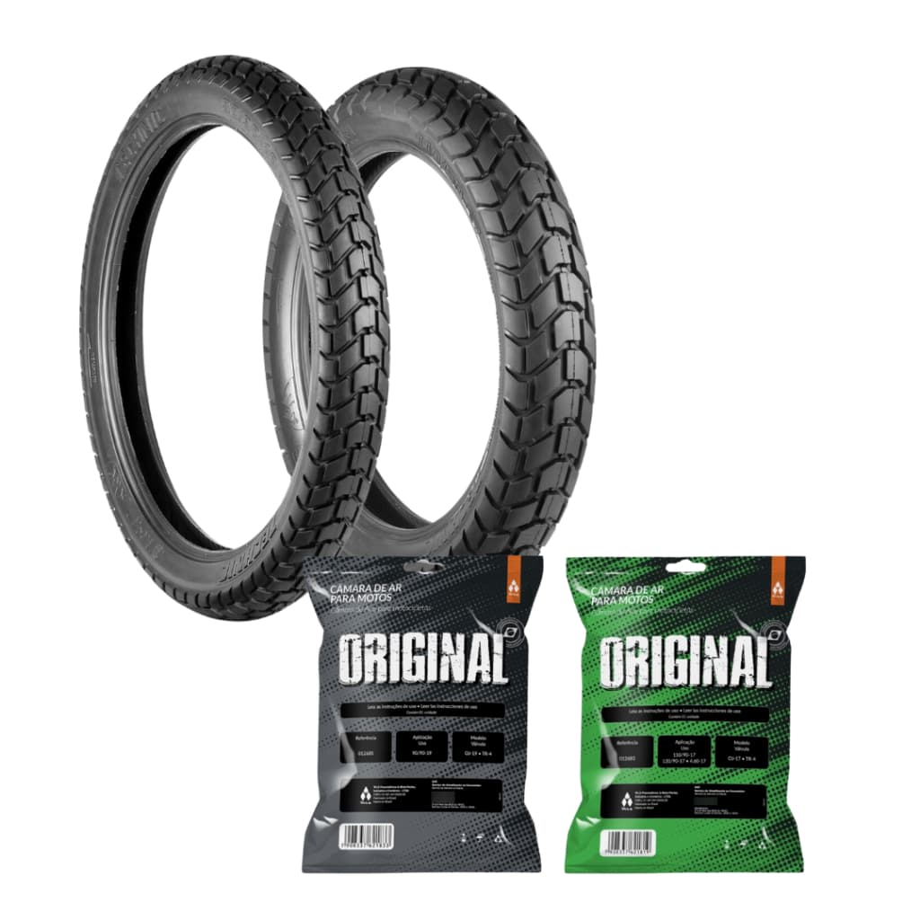Par Pneu Dianteiro e Traseiro 90/90-19 + 110/90-17 Technic T&C C/C (TT)