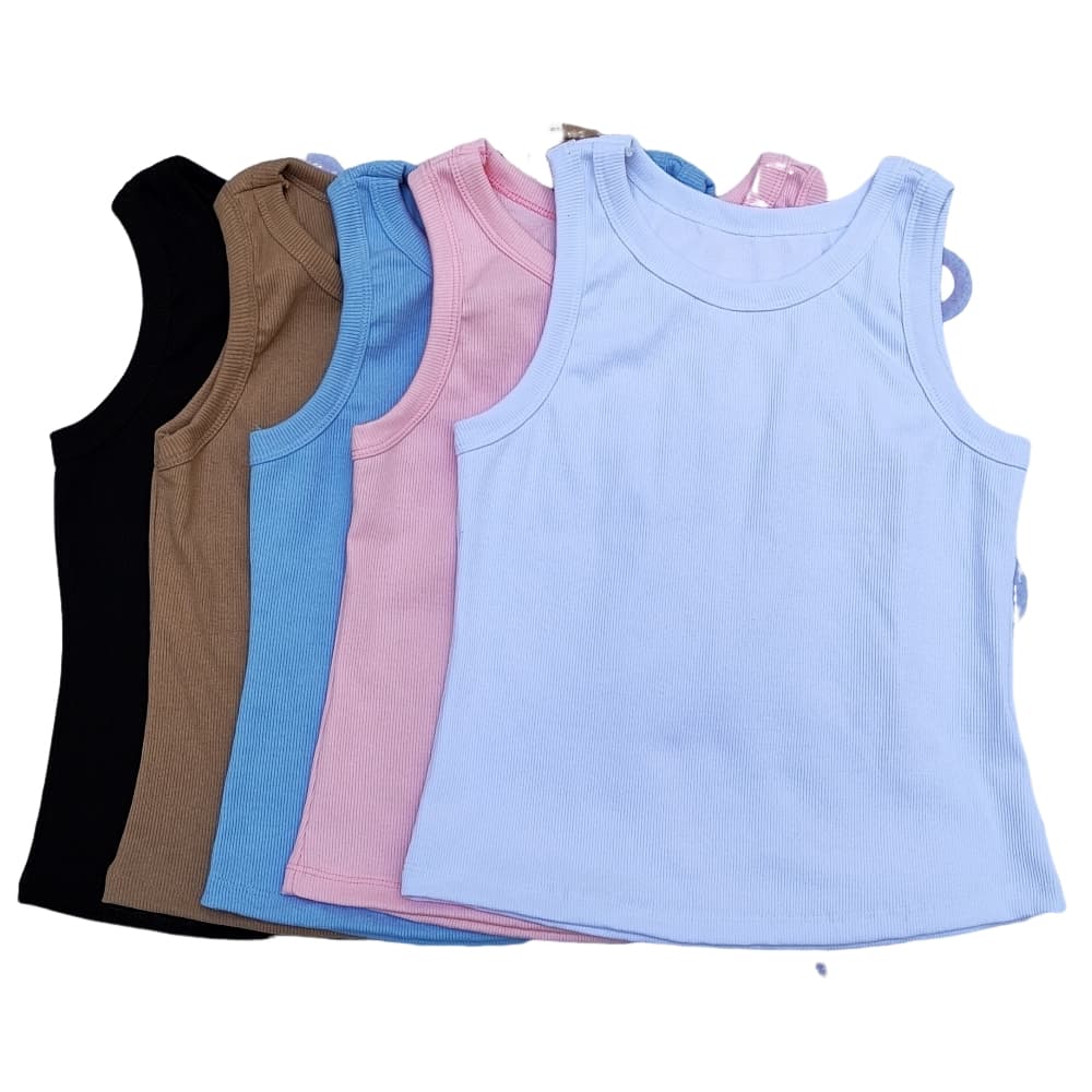 Kit 3 Regatas Femeninas Malha Ribana Cores