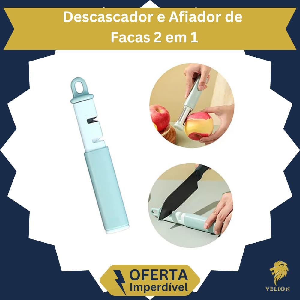 Descascador e Afiador de Facas 2 em 1 Multiuso Amolador