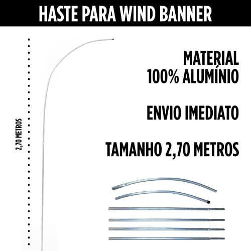 Haste  para Wind Banner 2,70 metros em alumínio - Promoção
