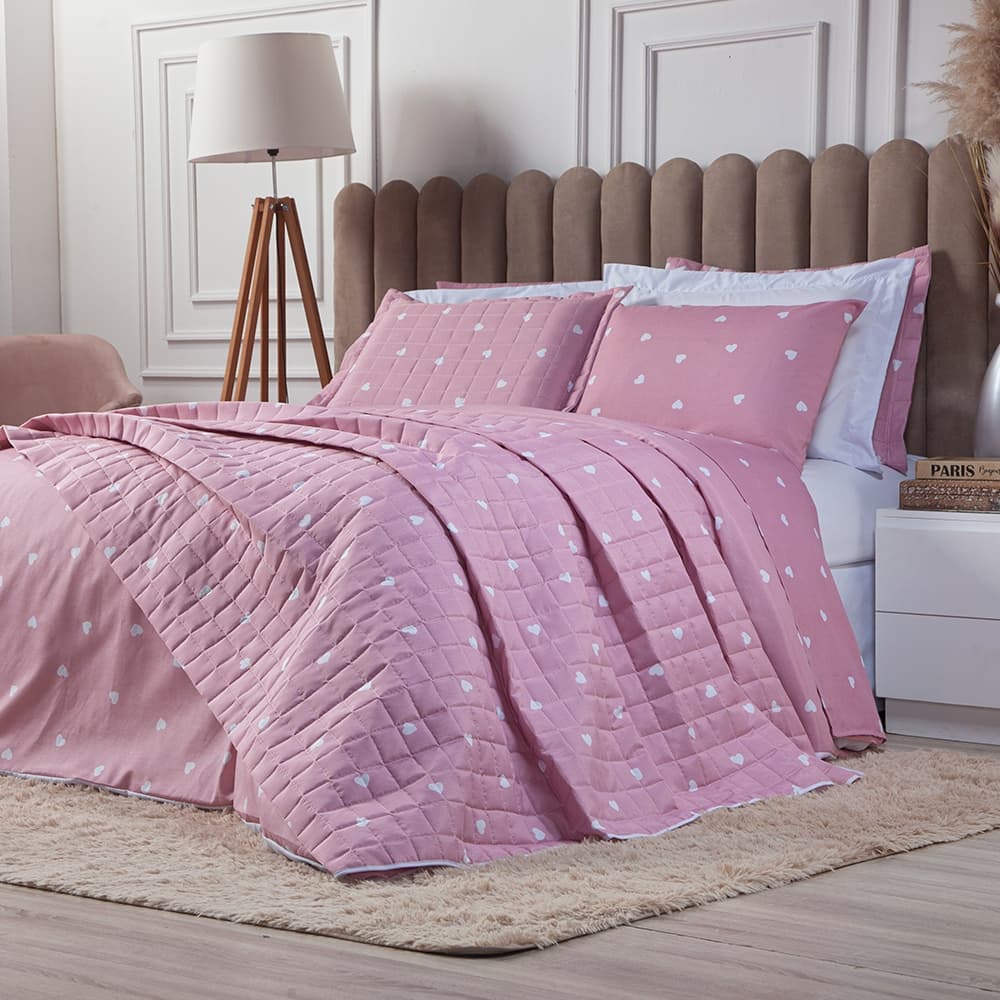 Kit Coordenado 5 peças Cobre Leito Solteiro Jogo de Lençol com elástico Roupa de Cama Posta Completa
