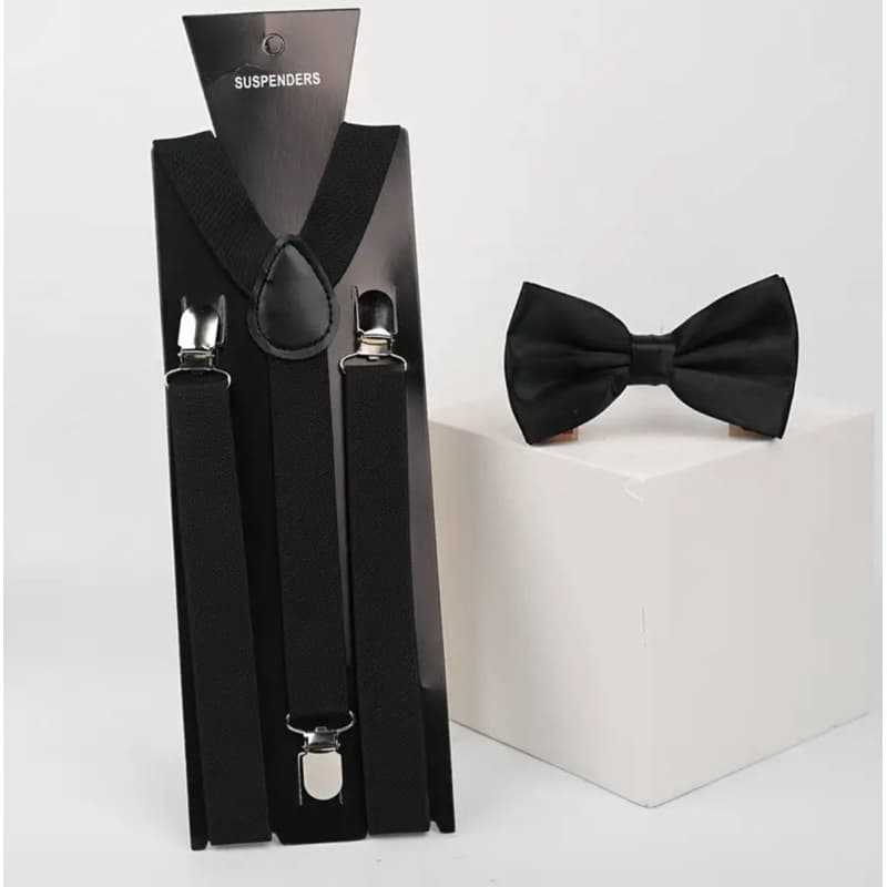 Conjunto de Gravata Borboleta Suspensório Casual de Cor Lisa para Homens, Acessórios de Roupas Masculinas Presentes