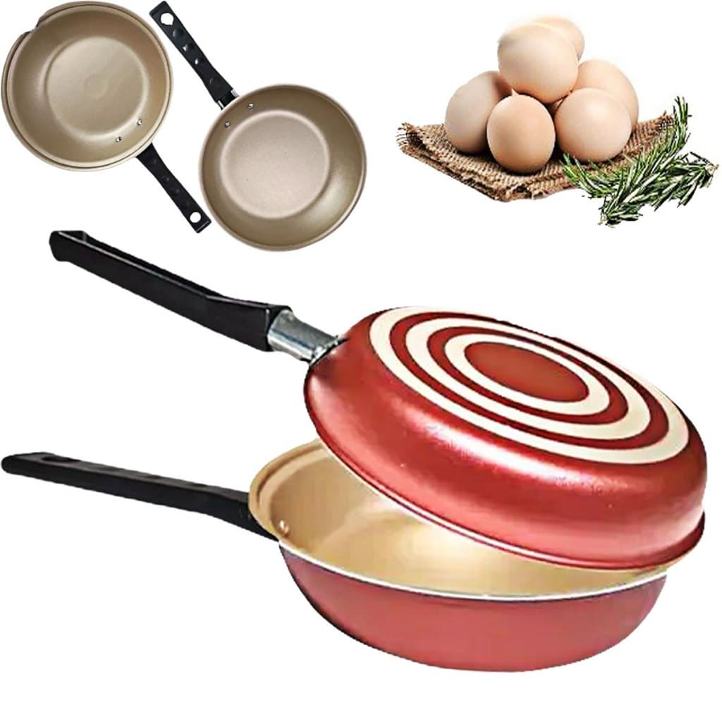 Frigideira Omeleteira Dupla Revestimento Antiaderente Teflon Cor Cereja Panquequeira sanduicheira 20 Cm