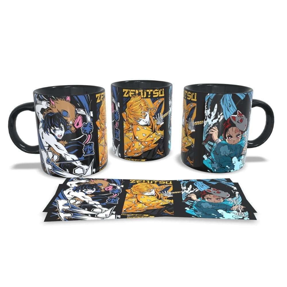 Caneca Preta de Pokémon - chainsaw man - Naruto - Demon slayer - One piece - Jujutsu - anime porcelana personalizada