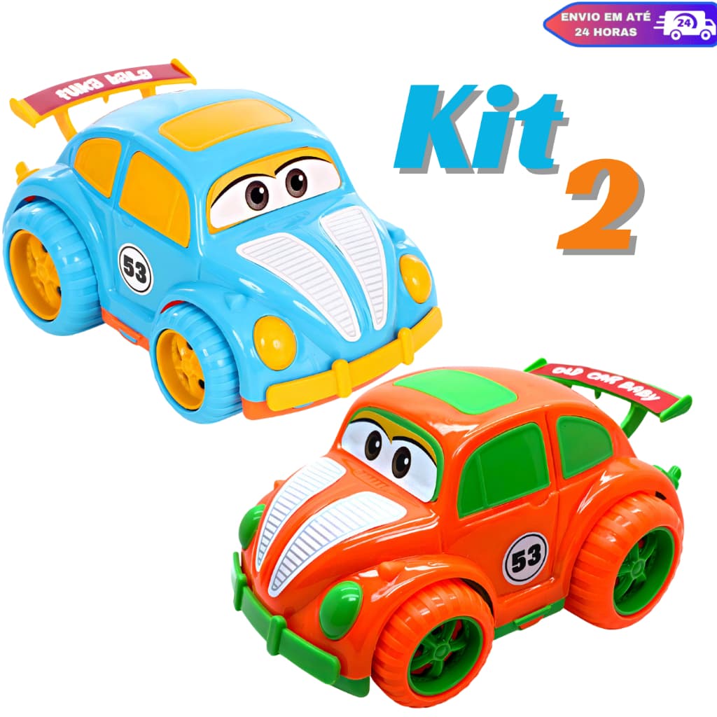 Brinquedo Infantil 2 Carrinhos Fuskinha Baby Line Cores Sortidas