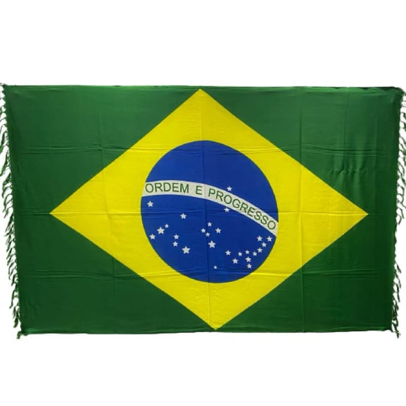 Canga de Praia Grande e saida de praia feminina unissex Bandeira do Brasil Ordem e Progresso Lisa