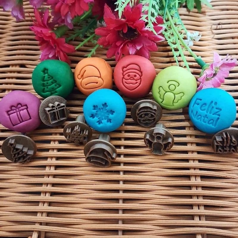 Kit Carimbo Natal 7 peças,brigadeiros natalino, papai Noel,carimbos temático.